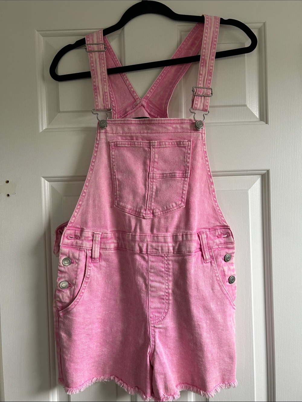 M (7-9) Women’s Pink Denim Washed Overalls